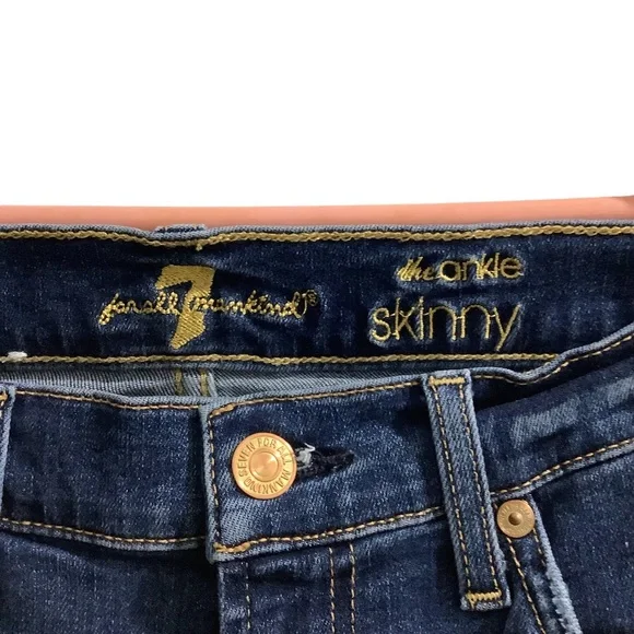 7 for all mankind dark washed distressed skinny jeans size 25 - Picture 3 of 4